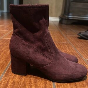 Burgundy suede booties